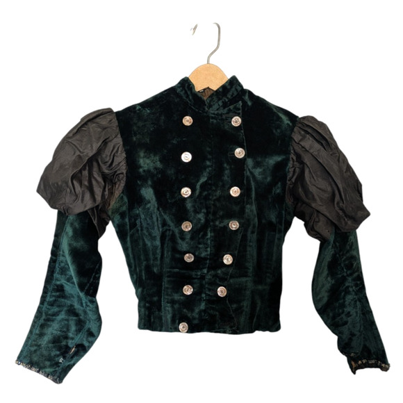 Unbranded Jackets & Blazers - Antique Victorian 1890 Jacket Bodice Leg of Mutton Sleeve Velvet Double Breasted
